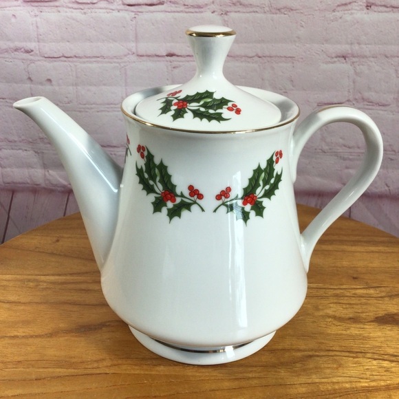Other - Porcelain Holly Berry Teapot